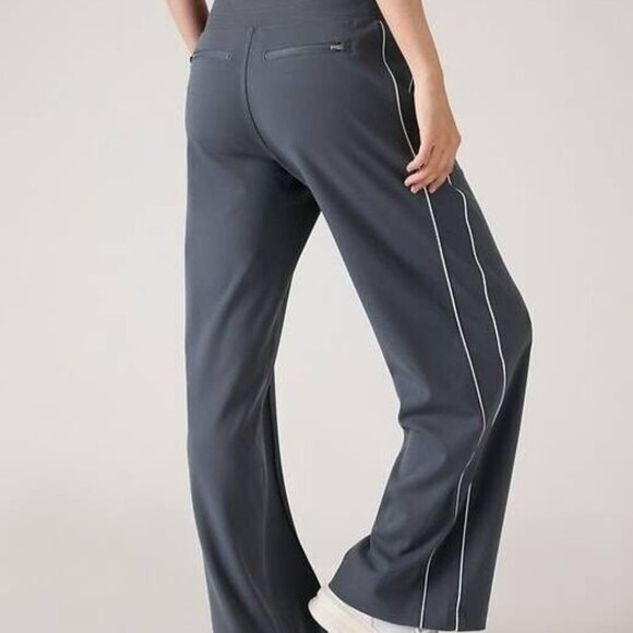 Athleta Venice Wide Leg Sporty/Track Pants - Trendy Gray w/ white stripe size M - Picture 3 of 10